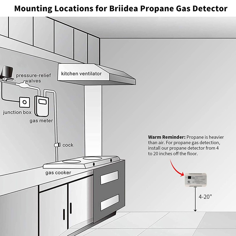 RV Propane Gas Detector 85dB Loud Alarm DC 12V, Mini