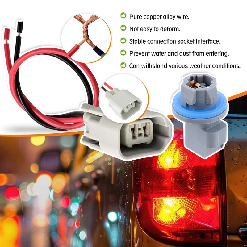 HUAREW Rear License Plate Light Lamp Bulb Socket Connector Wiring