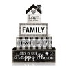 4 Pcs Farmhouse Family Wooden Tiered Tray Decor Set, Rustic