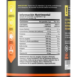 Immun Blend | 180 Cápsulas 1000 mg por porción | Jengibre, Vitamina C, D3, Zinc, Equinácea, Orégano y Ajo. Ingredientes naturales. Immun Blend B Life