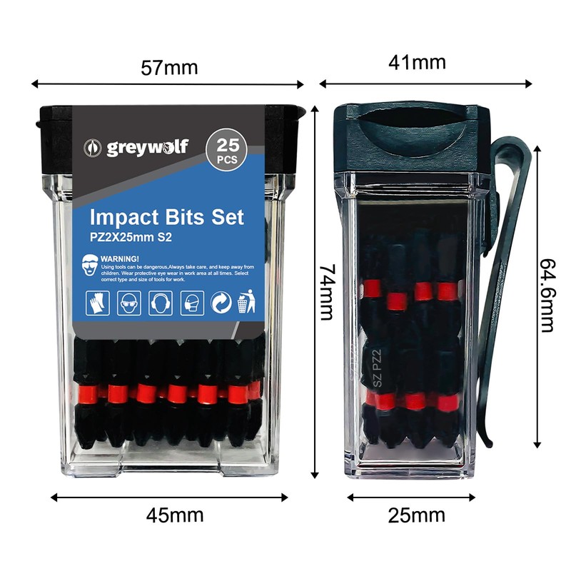 25pcs Strong Magnetic Drill bit, PZ2 Non-Slip Phillips Screwdriver bit,