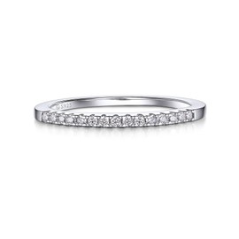 MomentWish Wedding Band for Women, 0.15Carat Moissanite Wedding Ring, D Color VVS1 Simulated Diamond S925 Sterling Silver Band Eternity Ring-Size7