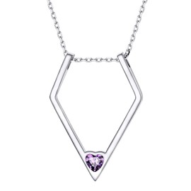 Amethyst Stone Necklace Birthstone Jewelry for Women Sterling Silver Wedding Ring Necklace