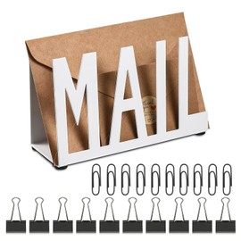 KUBDPQOR Desk Letter Holder & Letter Opener Set - Elegant Letter Organiser, Mail Organiser, Letter Stand, Letter Opener Made of Wood and Alloy, Document and Letter Holder for Wall