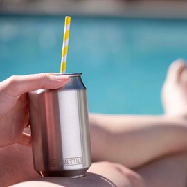 Real Deal Steel Can Tumbler Glass - Set of 2 - Stainless Steel 16oz - Soda Can Cup, Beer Can Glasses - Premium
