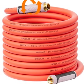 SPECILITE Garden Hose 50 ft x 5/8" Heavy Duty Premium Flexible Water Hose, with 360° Rotating Grip, No Kink, Leakproof, Lightweight, Burst 600 psi Hybrid Rubber Hoses for Reel, Outdoor, Yard