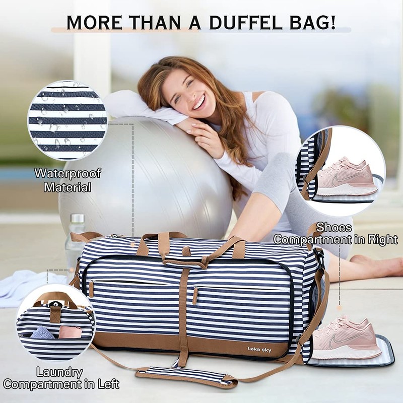 Lekesky Travel Duffle Bag Women Weekender Bags with Shoe Compartment