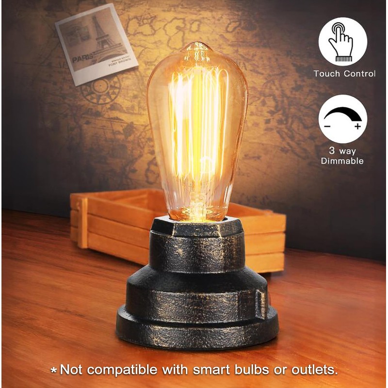 Boncoo Small Touch Control Table Lamp Base, Industrial Touch Light