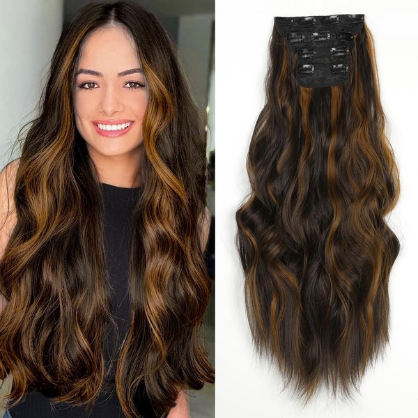 ShowJarlly Clip-In Extensions, 4 Pieces, 60 cm Full Head Hair