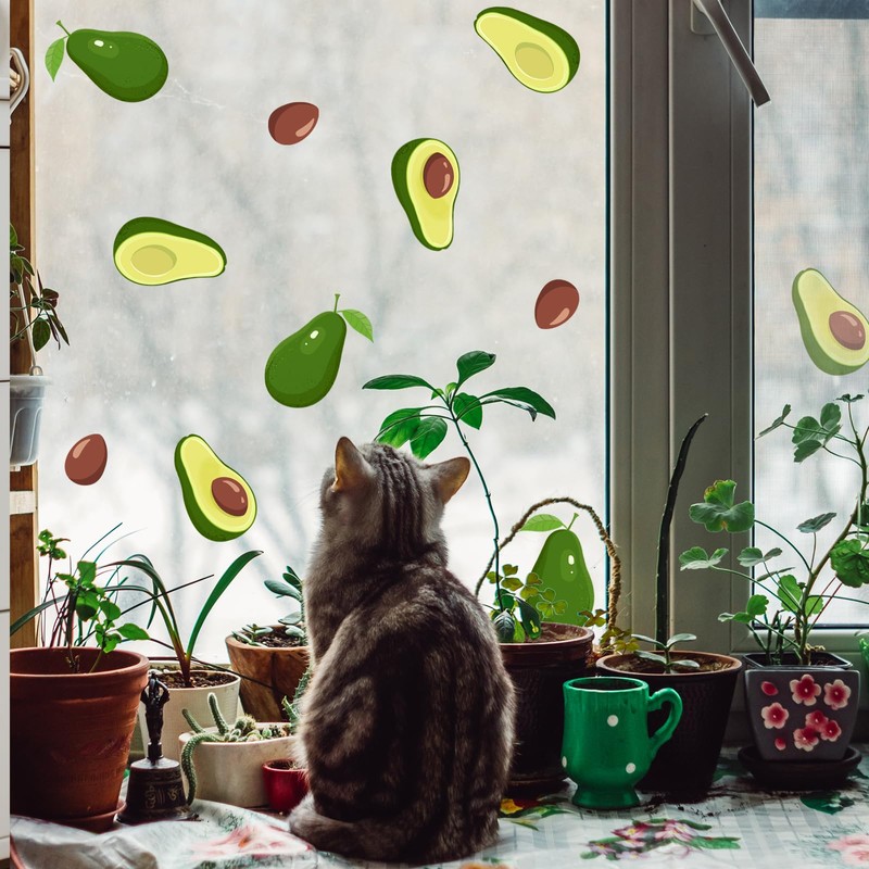 Fujitoya Wall Sticker, Plants, Leaves, Fruits, Avocado, Removable, Scandinavian Style,