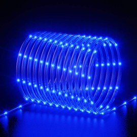 LED Rope Lights Outdoor Solar - 40FT 100 LED Tube Light 8 Modes Waterproof Flexible Solar Fairy Rope Lights String for Garden Patio Fence Balcony Camping Party Tree Decoration Lighting (Blue, 1 Pack)