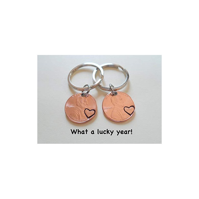 Double Keychain Set 2019 US One Cent Penny Keychains with