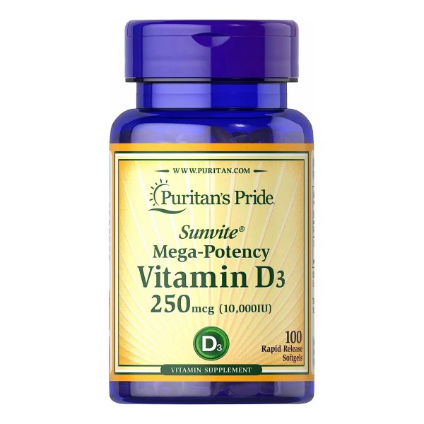 Puritan's Pride Vitamina D3 10,000iu (100 Cápsulas) Puritans Pride Hecho E.u