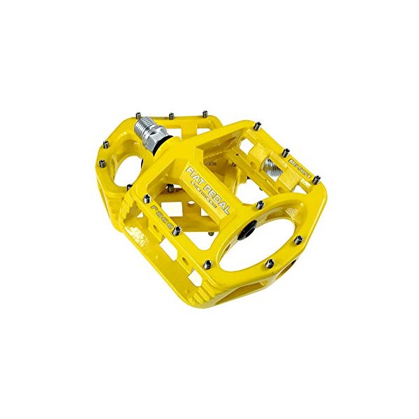 UPANBIKE Magnesium Alloy Bike Pedals 9/16'' Spindle Bearing High-Strength Non-Slip Large Flat Platform for Mountain Bike Road Bicycle (Yellow)