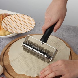 EVEDMOT Lattice Cutter Dough Lattice Roller, Stainless Steel Roller Cutter for Dough Pie Crust Pizza Bread Pastry with Plastic Handle, Time-Saver Pastry Tool