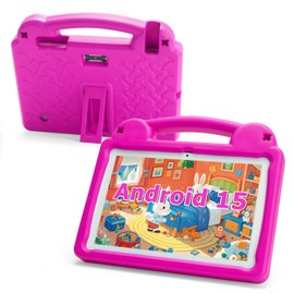 Android Tablet 10 Inch, Android 15 Kids Tablet, A523 Octa-Core, 8GB+64GB, 1TB Expandable, WiFi 6 (2.4G+5G), EVA Case with Stand, Pink