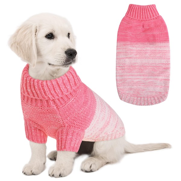 Queenmore Turtleneck Dog Sweater Knitted Pet Pullover Dog Cat Knitwear
