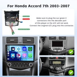 4+64G Android 15 Car Radio for Honda Accord 7th 2003-2007 with Wireless Carplay Android Auto, 10’’ IPS 1280 * 720 Touchscreen for Accord Car Play Stereo with Bluetooth 5.0 DSP GPS WiFi Dual USB