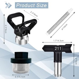 15 Pieces Airless Paint Sprayer Tips Set, 6 Reversible Spray Nozzle Tips, 6 Airless Paint Spray Gun Filter,1 Inlet Strainer and 2Pcs Nozzle Tip Guards for Spraying Machine Parts