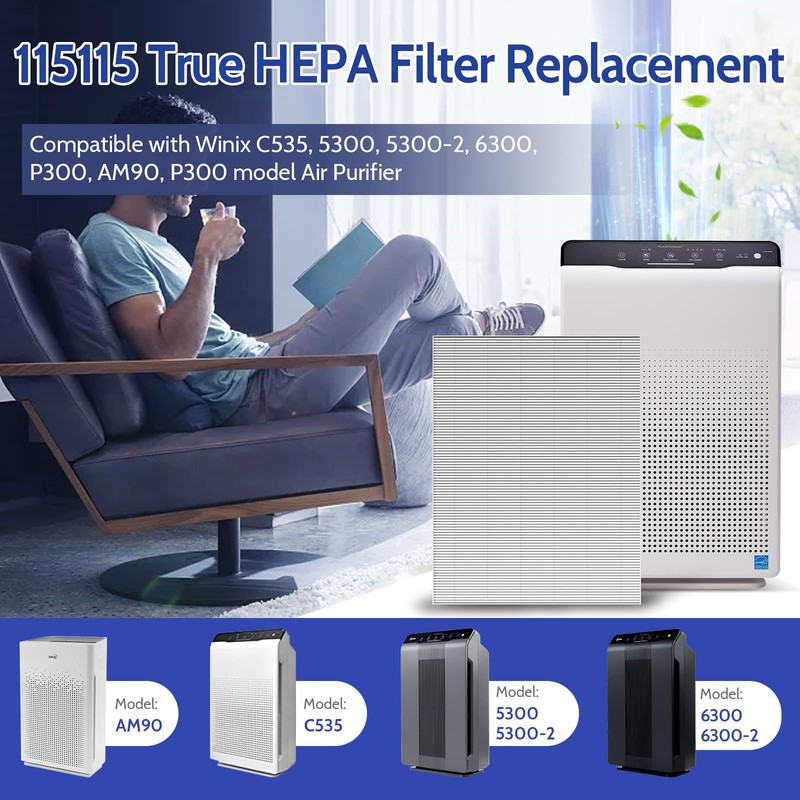 XBGG 4 Pack 115115 HEPA Replacement Filter Compatible with Winix