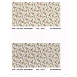 Needles N Minis 1:48, 1/4" Scale Dollhouse Miniature Wallpaper Pink & Blue  2 strips - 0002689