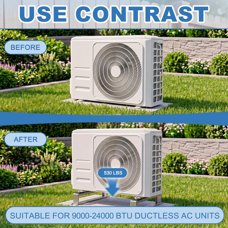 Mini Split Ground Stand for 9000-24000 BTU Ductless 4''h Minisplit