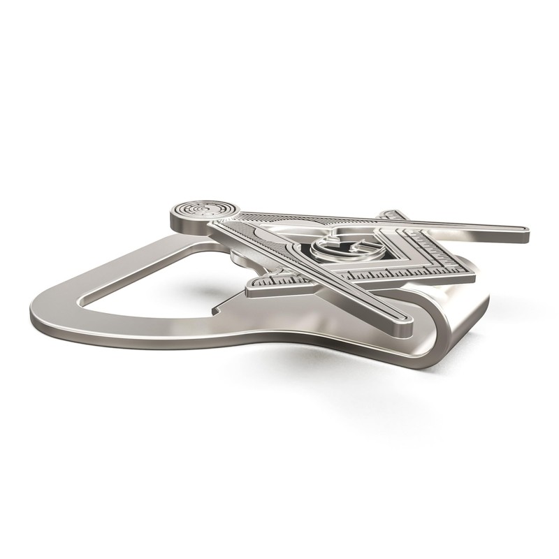 Freemason Hat Clip Bottle Opener - Silver & Black Masonic