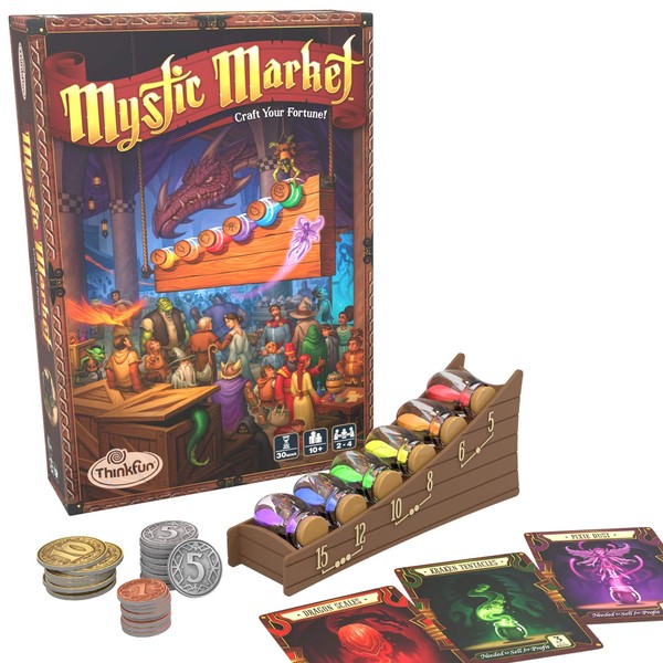 ThinkFun Mystic Market Strategy Card Game for 2-4 Players Ages 10 and Up – an Exciting Fast Paced Game Perfect for Both Families and Gamers, Multi