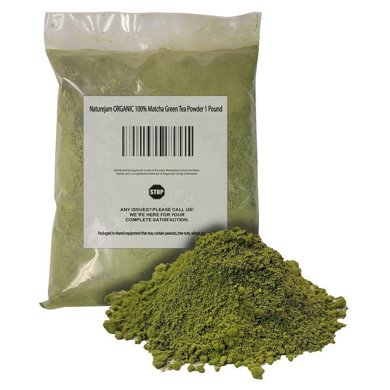 Naturejam ORGANIC 100 Matcha Green Tea Powder 1 Pound BULK-Premium