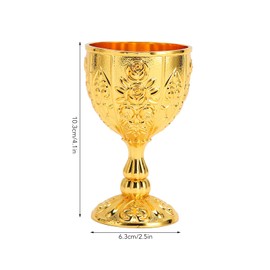 Metal Embossed Wine Tumbler Vintage Goblet Wine Goblet Royal Medieval Handmade Small Wine Drinking Cup for Bar Home (Gold)