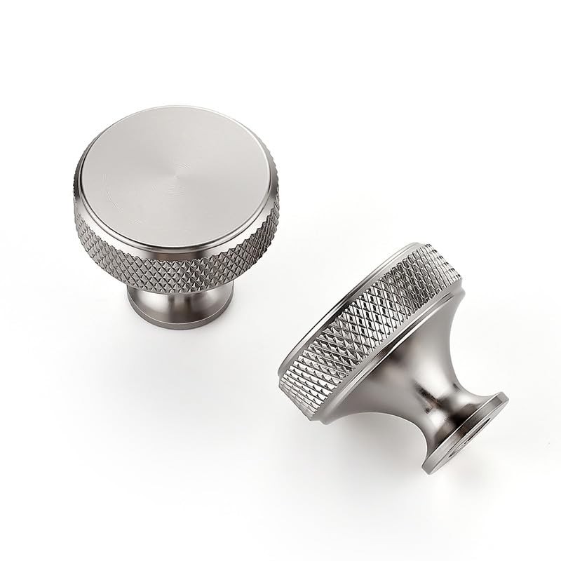 Ravinte 30 Pack Round Stainless Steel Knobs Knurled Single Hole