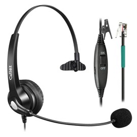 Callez Headset Landline Telephone with Noise Cancelling Microphone RJ9 Headphones Monaural Telephone Headset Wired Mic Mute and Volume Control for Hitachi, Toshiba, Fujitsu, Electric Electric, NEC