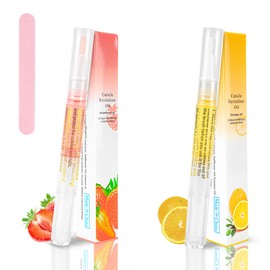 2PCS Cuticle Oil Pen for Nails,Nail Oil Pen for Nail Care,Cuticle Oil for Nails with Nail File,Nail Oil Cuticle Prevent Dry Cracking and Hangnails,Deep Nourishment(Strawberry & Orange Flavor)