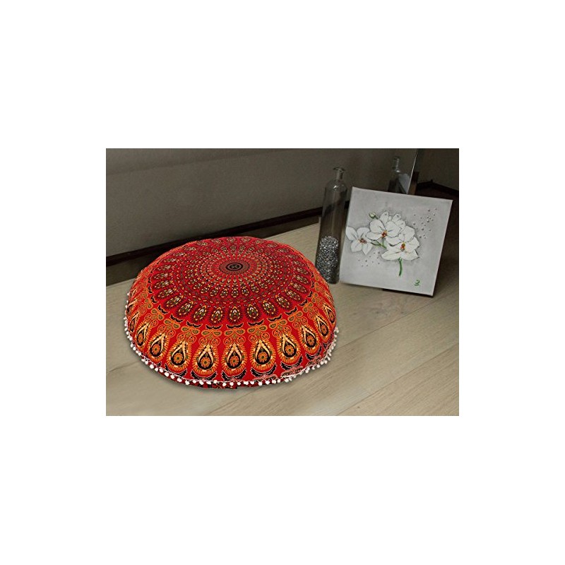 Radhykrishnafashions Indian 32" Large Hippie Mandala Floor Pillow Cover -
