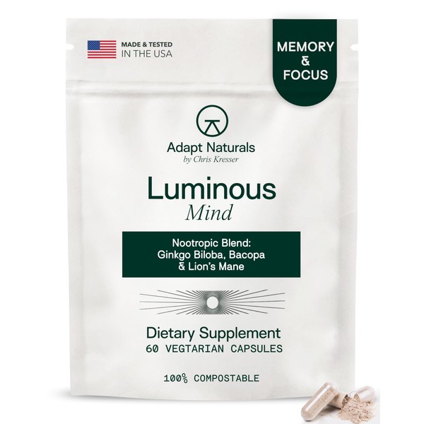Adapt Naturals Luminous Mind Nootropic Brain Supplement with Ginkgo Biloba,