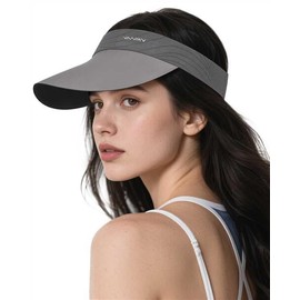 YANIKY Visor Hats for Women/Men Sun Protection UPF 50+ Lightweight Sport Sun Hats Adjustable Empty Top Cap Ponytail Cap for Outdoor Dark Grey