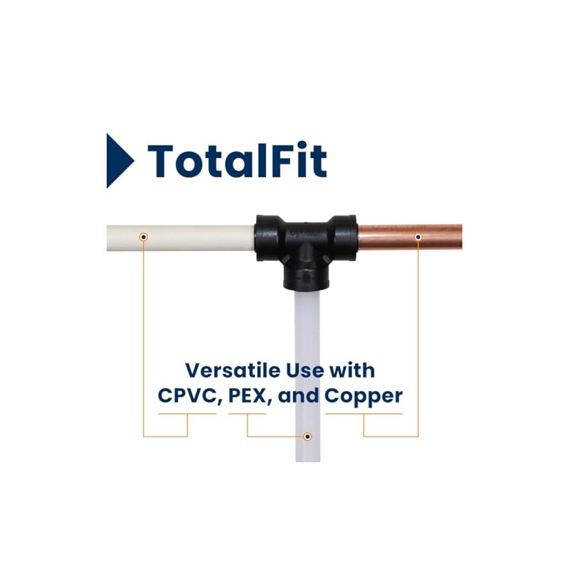 Uponor TotalFit 1/2 inch 90-Degree Drop-Ear Elbow FNPT, Push-to-Connect Engineered