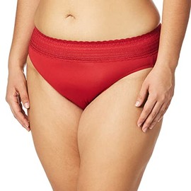 Warner's Women's Plus Size No Pinching No Problems Dig-Free Comfort Waist with Lace Microfiber Hi-Cut 5109J, Classic Red, 3X-Large
