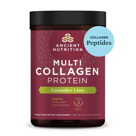 Ancient Nutrition Ancient Nutrition Collagen Powder Protein, Multi Collagen Protein, Cucumber Lime, Hydrolyzed Collagen Peptides Supports Skin and Nails, Joint Supplement, 18.6oz