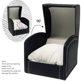 CACASO Watch Box,PU Leather Square Watch Cases,Gift Watch Jewelry Bracelet Holder Single Watch Travel Case Jewellery Bracelets Bangles Box for Watch Jewelry Storage (Black)