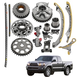 Blrack 9-4221S 13050-75010 Timing Chain Kit w/VVT Sprockets Compatible with 2005-2012 Toyota 4Runner Tacoma Hiace 2.7L L4 DOHC 2TRFE 16 Valve