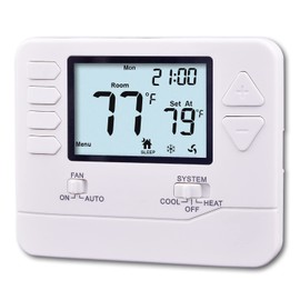 Heagstat 5-1-1 Day Programmable Thermostat for Home Conventional Single-Stage Systems, up to 1 Heat/ 1 Cool, (with White Backlight)