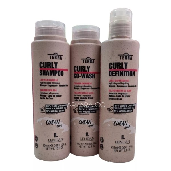 Lendan Terra Curly Shampoo + Co-wash + Gel Definidor Rizos