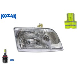 KOZAK Headlight with 1x LED Bulbs 9007 (Right Passenger Side) Compatible with Volvo VN VNL 1998-2003, VNM 2000-2017 PLUS Reflective Vest