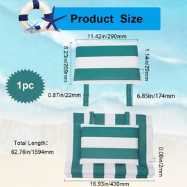 GORGECRAFT Cotton Beach Chair Replacement Canvas Green/White Striped Pattern Chair Oxford Fabric Lounge Chair Fabric Recliner Replacement with Cushion for the Garden Courtyard