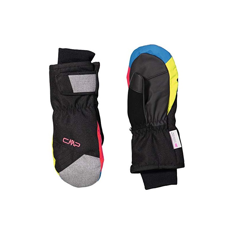 CMP - Muffole da sci in twill per bambini, Nero-B.Jewel-Strawberry,