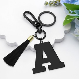 Initial Letter Keyring Letter A-Z Alphabet Key Ring for Purse Handbags Bag Wallet Alphabet Monogram Key Chain for Daughter Girls Sister Coworkers Christmas Graduation Birthday Gifts(A)