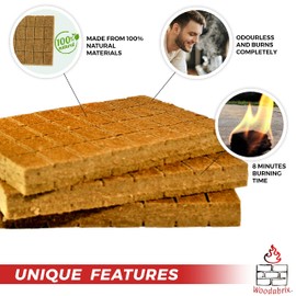 Natural Wood Eco Firelighters. 96 Sustainable Fire-starters Ideal for Wood Burners, Fire Pits, Pizza Ovens, BBQs. No Kindling Required. Lights Even When Damp.