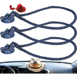 CEOCE Car Cowboy Hat Holder for Truck – Easy-to-Use, Cotton Rope, Strong Suction Car Hat Holder Cowboy, Western Style – Keeps Gear Safe from Damage. (3-Pack)