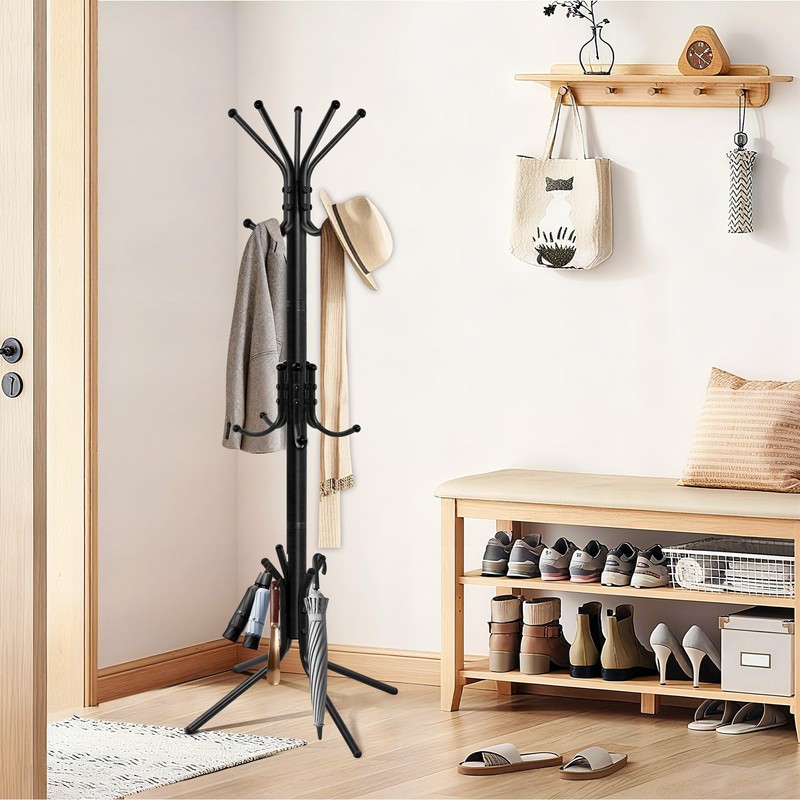 Outspurge Metal Coat Rack, Freestanding Coat Tree & Hall Tree